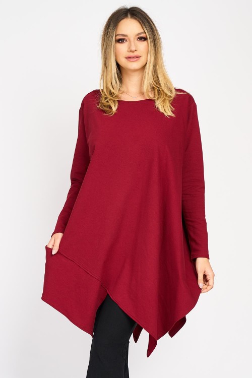 Bluză Endless cu buzunar lateral, bordo