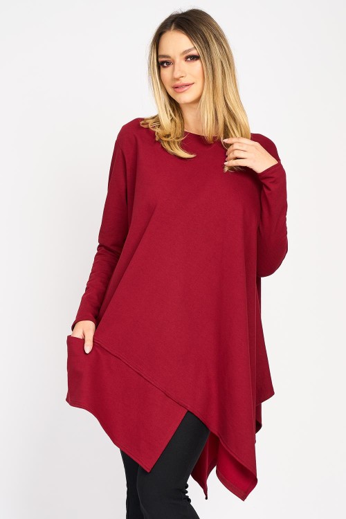 Bluză Endless cu buzunar lateral, bordo