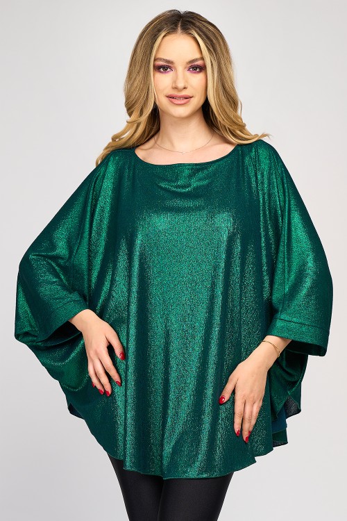 Bluza cu manseta din lurex stralucitor verde