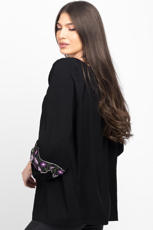 Bluza tip ie cu broderie mov