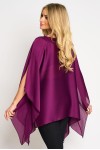 Bluza cu maneca clopot decupata, din voal peliculizat mov