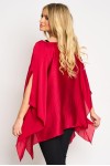 Bluza cu maneca clopot decupata, din voal peliculizat rosu