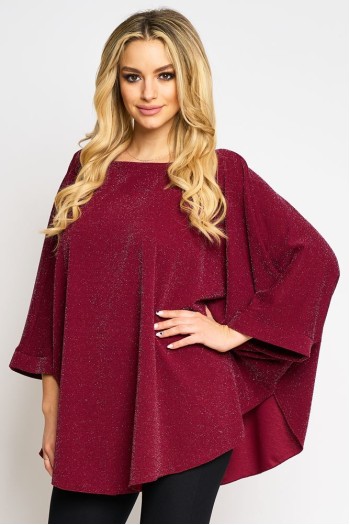 Bluza cu manseta din lurex bordo