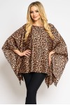 Bluza cu maneca clopot din satin, animal print leopard