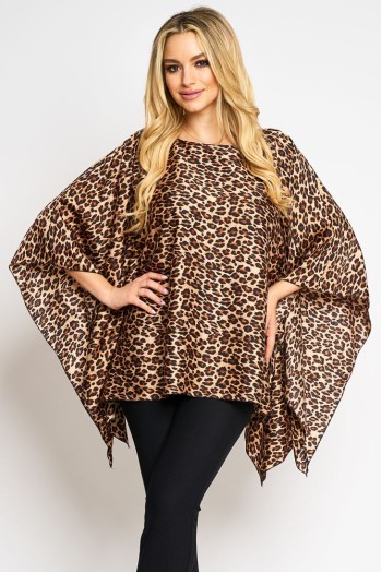 Bluza cu maneca clopot din satin, animal print leopard