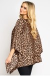 Bluza cu maneca clopot din satin, animal print leopard