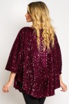 Bluza cu manseta din catifea bordo cu paiete