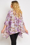 Bluza cu maneca clopot din satin cu flori mov