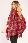 Bluza cu maneca clopot din satin, animal print rosu 
