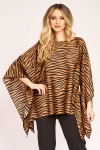 Bluza cu imprimeu zebra si aspect satinat maro