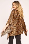 Bluza cu imprimeu zebra si aspect satinat maro