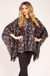 Bluza din satin negru cu imprimeu floral