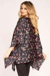 Bluza din satin negru cu imprimeu floral