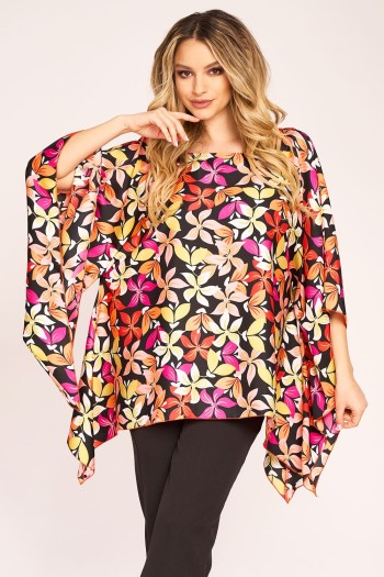 Bluza din satin cu flori colorate