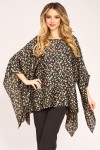 Bluza cu maneca clopot din satin cu flori colorate mici 