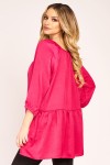 Bluza baby doll din satin fucsia
