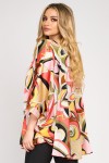 Bluza cu manseta din satin, imprimeu abstract