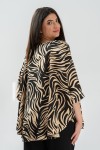 Bluza cu manseta din satin animal print bej 