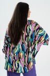 Bluza cu manseta din satin multicolor 
