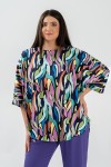 Bluza cu manseta din satin multicolor 
