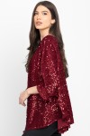 Bluza cu manseta din catifea rosie cu paiete 