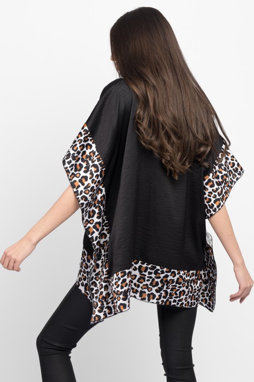 Bluza panou din satin animal print 