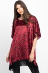 Bluza din satin cu franjuri animal print rosu 