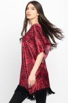 Bluza din satin cu franjuri animal print rosu 