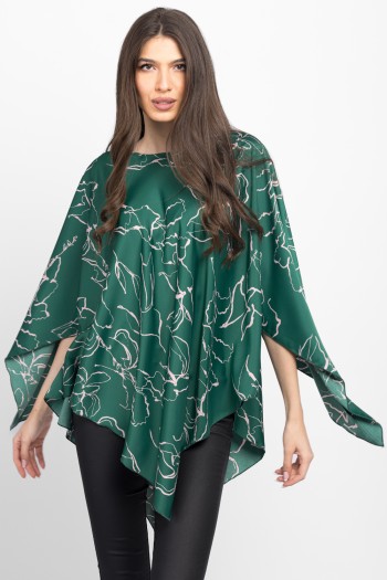 Bluza romb din satin verde imprimat