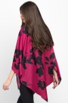 Bluza romb din satin magenta cu flori negre 