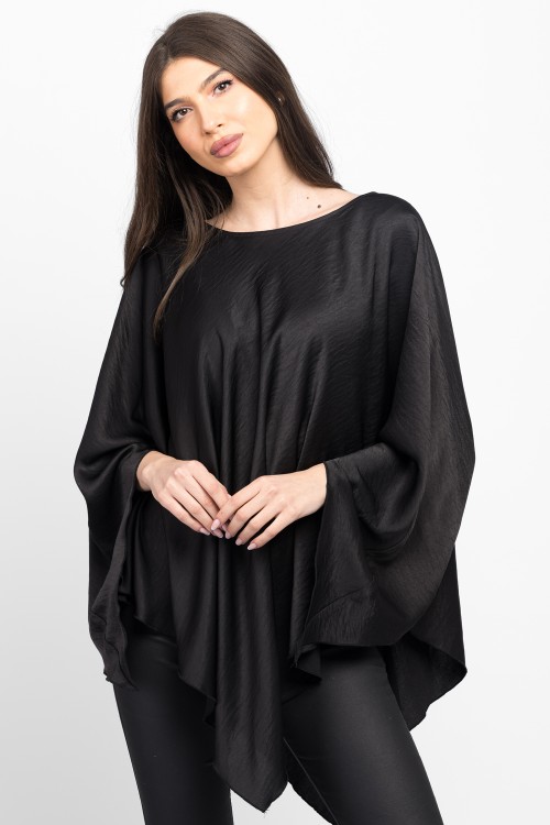 Bluza romb din satin negru