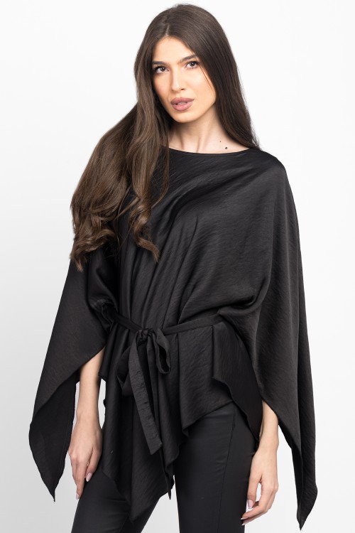 Bluza romb din satin negru