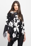 Bluza romb din satin negru cu flori albe