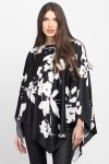 Bluza romb din satin negru cu flori albe