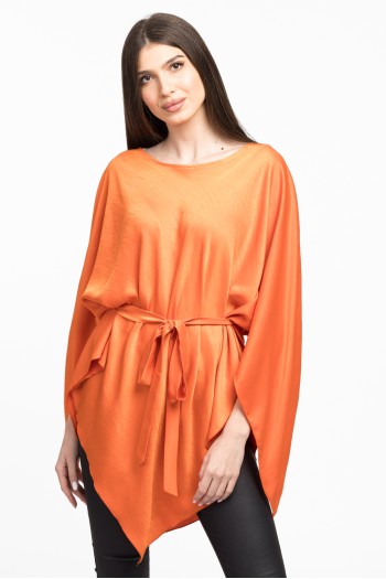 Bluza romb din satin oranj