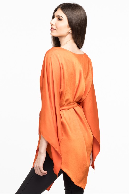 Bluza romb din satin oranj
