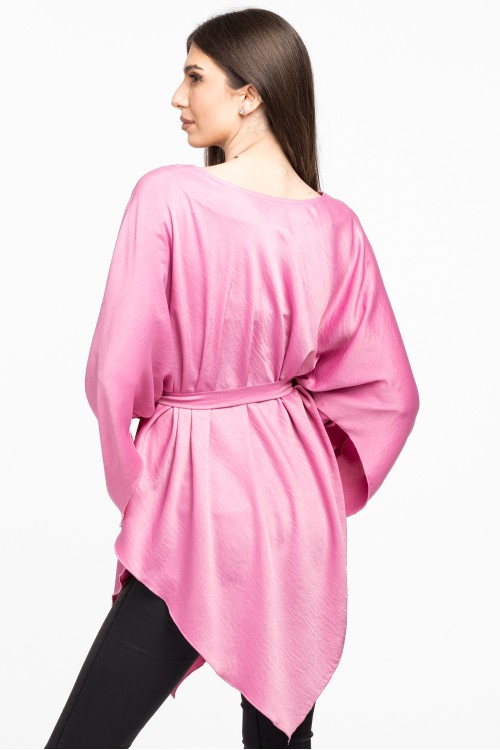 Bluza romb din satin roz 