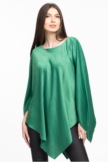 Bluza romb din satin verde 