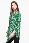 Bluza romb din satin verde imprimat