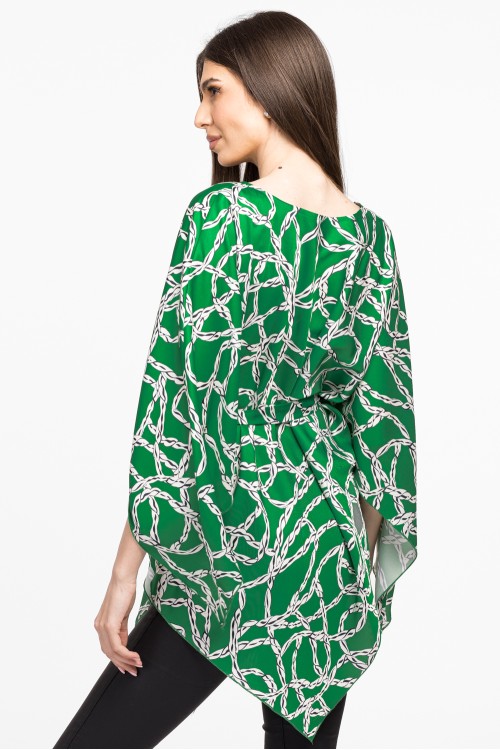 Bluza romb din satin verde imprimat