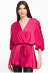 Bluza petrecuta din satin roz ciclam 