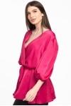 Bluza petrecuta din satin roz ciclam 