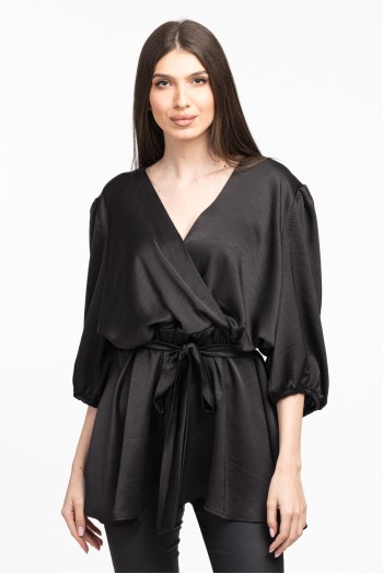Bluza petrecuta din satin negru