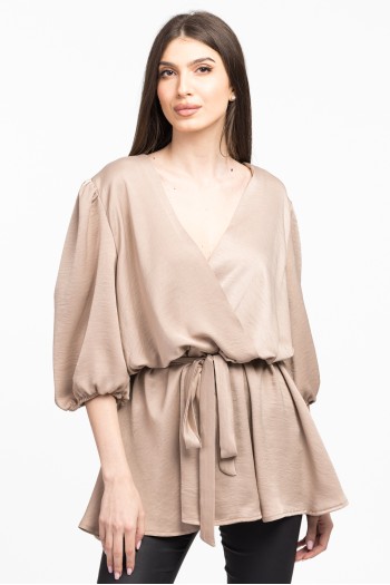 Bluza petrecuta din satin bej 