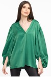 Bluza verde din satin cu maneci ample  