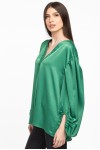 Bluza verde din satin cu maneci ample  