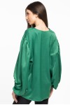 Bluza verde din satin cu maneci ample  