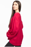 Bluza rosu zmeura din satin cu maneci ample 