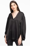 Bluza neagra din satin cu maneci ample