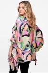 Bluza din satin imprimat cu maneca clopot
